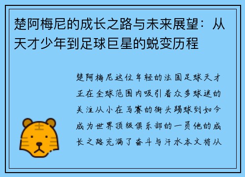 楚阿梅尼的成长之路与未来展望：从天才少年到足球巨星的蜕变历程